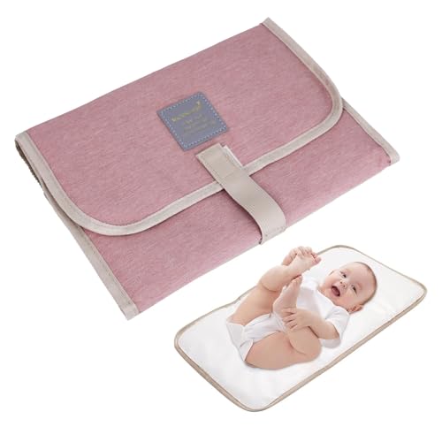 Wickelunterlage Unterwegs, Faltbare & Tragbare Wickelunterlage, Wickelunterlage Waschbar, Wasserdichte Wickelunterlage für Babys, Leicht & Platzsparend, Perfekt für Reisen & Zuhause (Pink)