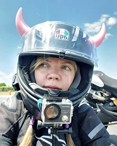 Helmet Flair Magneatohz Large Pink Devil Horns For Helmet | Made In Usa | Helmet Accessory For Motorcycle Helmet, Bike Helmet, Ski Helmet | Magnetic & Interchangeable | Pair (Helmet Not Included) #TOP5