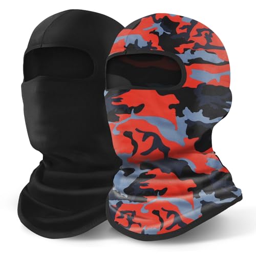 YESLIFE 2 Pieces UPF 50+ Balaclava Ski Mask, Motorcycle UV Protector, Motorcycle Helmets Face Mask for Men and Women