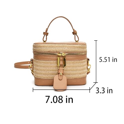 Summer Straw Crossbody Bags For Women Basket Purse Box Purse Bucket Bag Shoulder Straw Vacation Handbags 5