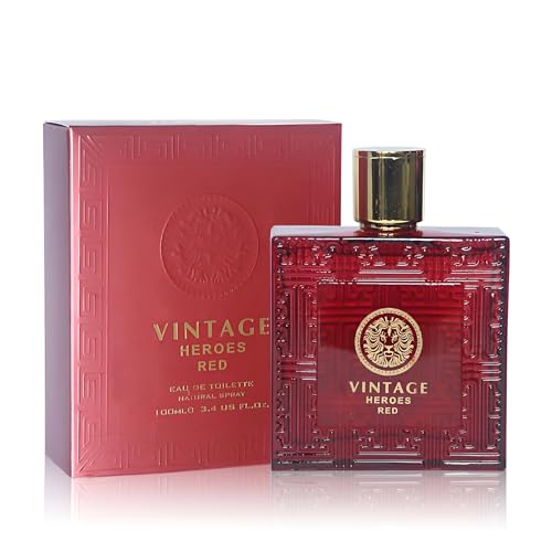 Image of AFLUXE Vintage Heroes Red Men's Cologne Eau de Toilette Natural Spray Fresh Scent Masculine fragrance Great Holiday Gift a Classic Bottle, 3.4 Fluid Ounce /100Ml