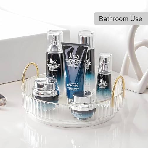 Image of Xmart India 360 Rotating Makeup Organizer - Transparent Cosmetic & Skincare Storage Rack for Dressing Table Lipstick, Perfume, Beauty Accessories & Bathroom Counter Organizer (1 Layer, Clear)