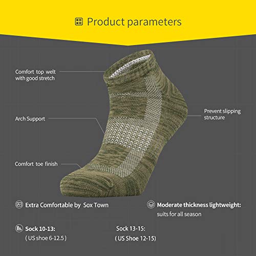 Sox Town Men's Cotton Moisture Wicking Performance Cushioned Running Low Cut Ankle Socks(Lightgreen L) #TOP4