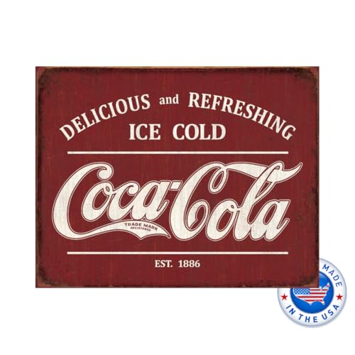 Plaque en métal Coca-Cola authentique fabrication USA Desperate Enterprises