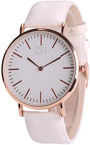 SP Quartz Leather Belt Analogue White Watch for Girls