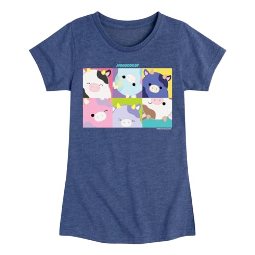 HYBRID APPAREL Squishmallows - Mooody Cow Grid - Youth Girls Short Sleeve T-Shirt