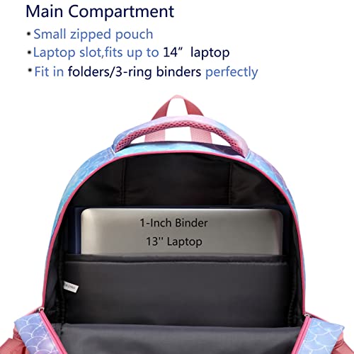 Bluefairy Mermaid Backpack For Girls Elementary School Bags For Kids Primary School Cute Book Bags Fish Scale Child Gifts Presents Travel Mochila Sirenpara Niñas Lightweight 17 Inch (Rose) #TOP4