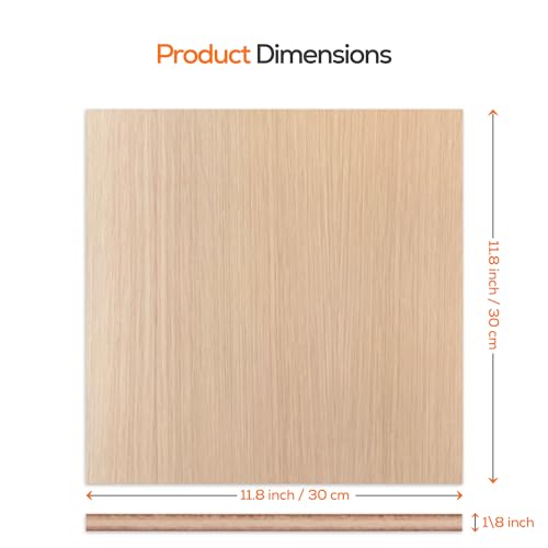 Proflex White Oak Plywood 24pcs, 1/8" x 12” x 12” Real Wood Plywood Sheets Premium “A” Grade with Smooth Sanded Finish, Perfect for Laser Cutting & Engraving, Crafts, and DIY - Thumbnail 2