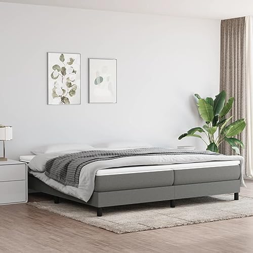 vidaXL Estructura de Cama, Somier de Matrimonio de Listones, Base de Cama Tapizada, Mueble para Dormitorio Hogar, Tela Gris Oscuro 200x200 cm
