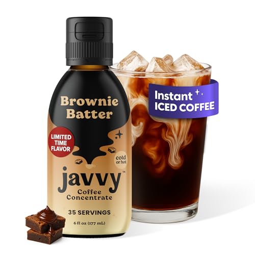 Image of Javvy Cold Brew Coffee Concentrate Instant Coffee, Brownie Batter | 100% Real Coffee, 0g Sugar, No Artificial Flavors, 60-80mg Caffeine per Serving, Gluten Free, Makes Hot or Iced Coffee