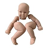 Xpccj Kit de muñeca de bebé Reborn de 24 pulgadas de simulación de ojos suaves cuerpo lindo niños compañeros de juego cabeza de vinilo sin pintar DIY