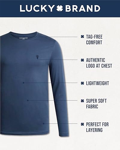 Lucky Brand Mens Long Sleeve Tee Shirts - 2 Pack Soft Crewneck Cotton Tees for Men - Lightweight Mens Shirts for Layering2