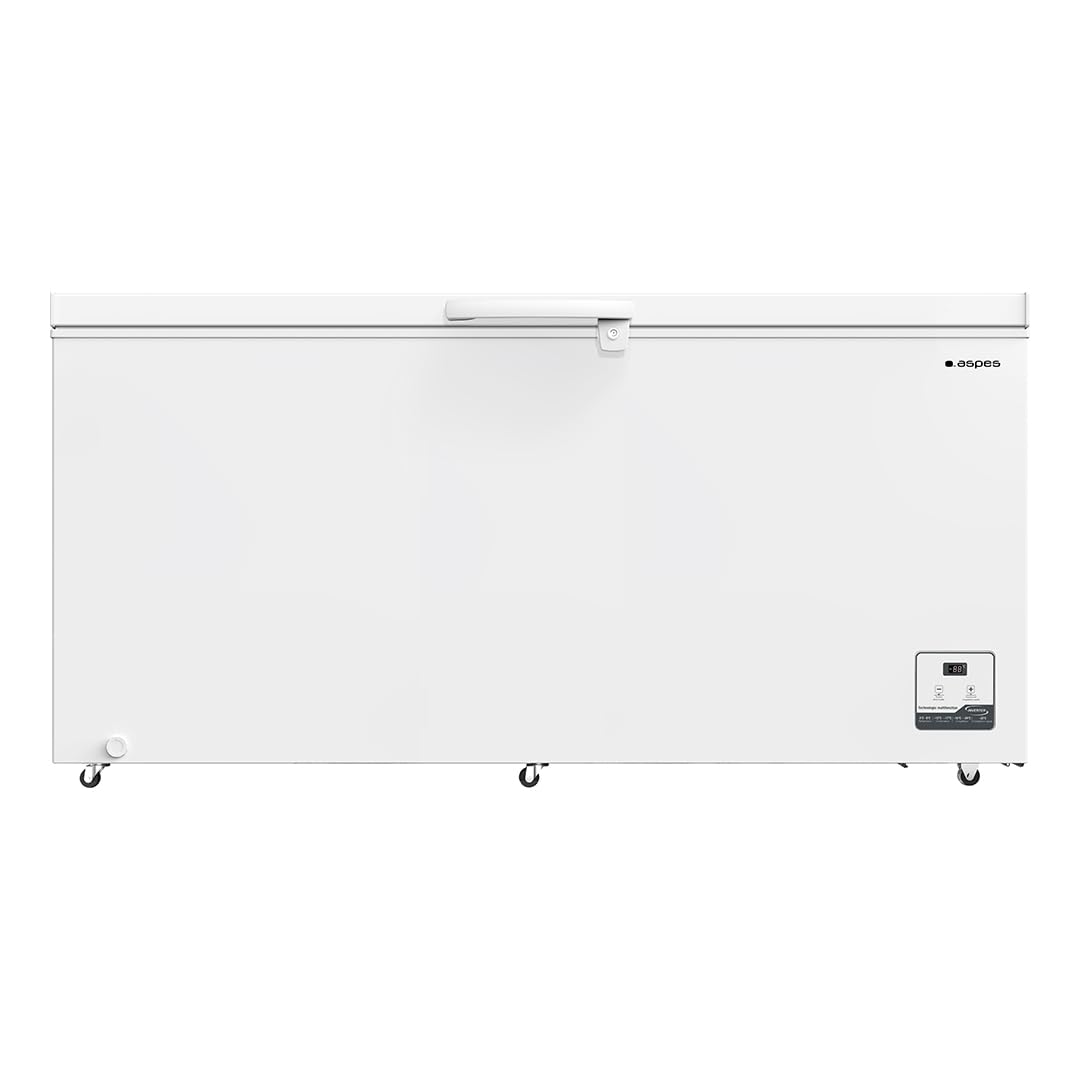 Aspes Congelador Horizontal Blanco ACHH5002EDC. Capacidad 500 Litros, Dual Cooling, 4 Star, Modo Super Congelación, Tecnología Digital, Puerta Abatible, 1 Cesta, Bajo nivel Sonoro, Clase E