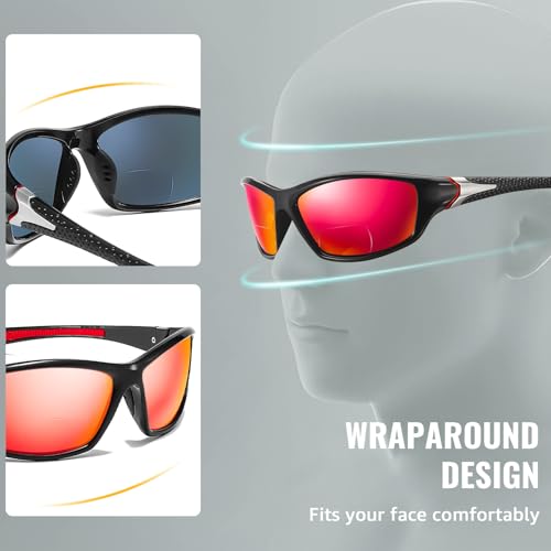 Image of Myiaur Bifocal Reading Sunglasses for Men Women, Wrap Around Sun Readers UV400 Protection for Sports Driving Fishing
