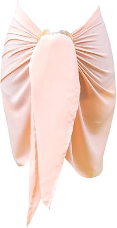 1 World Sarongs with Solid Pastel Color Ultra Light Orange Half Size