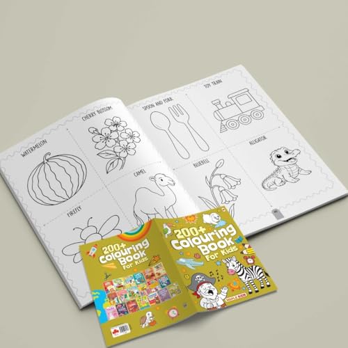 Image of Colouring Book for Kids - 200+ Colouring Activities - Gift to Children for Painting, Drawing & Colouring - Shapes, Numbers, Animals, Festivals, Flowers, Vegetables - 2 to 5 years old