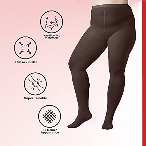 Image of Silky Toes Plus Size Tights for Women | 60D Soft Opaque Comfort Fit Pantyhose | Black or Colored 1-2 pairs | 1X-8X