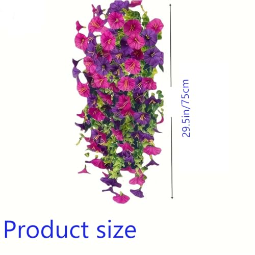 2Pcs Artificial Hanging Flowers for Outdoors, Fake Flowers for Decor Outdoor,Fake Trailing Plants Morning Glory Decoration UV Resistant, Decor Garden Porch Wedding for Pots & Patio image 8