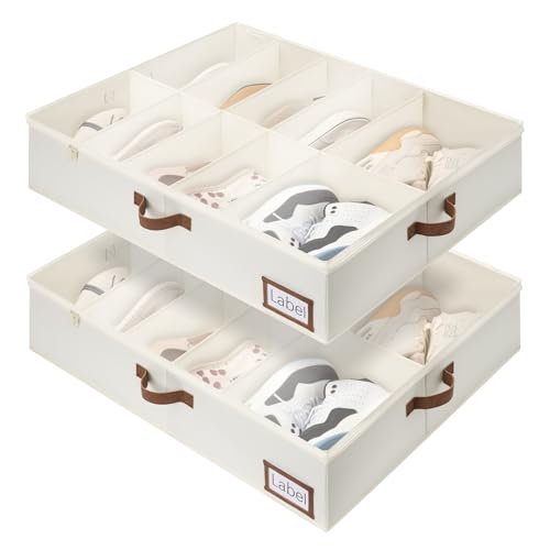 StorageWorks Under Bed Shoe Storage for Closet, 2-Pack Ultra-thick Fabric