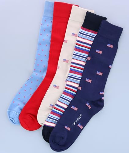 Trafalgar Men's Old Glory American Flag Mercerized Cotton Mid-Calf Socks4