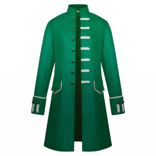 Casaco steampunk para homem, casaco de Halloween, estilo medieval, vintage, gótico, estilo vitoriano, Halloween, carnaval, cosplay, verde