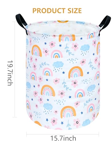 Image of Round Laundry Hamper Storage Basket Bins Clothes Nursery Hamper for Home, Gift Storage Bins with Handles