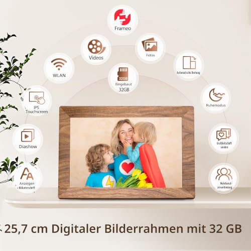 Frameo WLAN Digitaler Bilderrahmen 10,1 Zoll, HD 1280 * 800 IPS Touchscreen Elektronischer FotoRahmen mit 32GB Speicher, Auto Drehung… – Ansicht 5