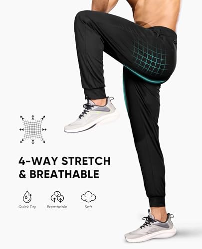 Men's Joggers with Zipper Pockets Lightweight Athletic Sweatpants Tapered Pants for Men Workout Running Hiking Gym4