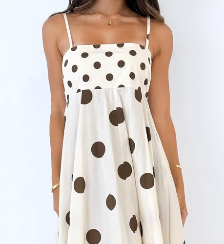 Image of NUFIWI Women Summer Striped Maxi Dress Spaghetti Strap Cutout Ruffle Long Dress Flowy Swing Beach Vocation Dress