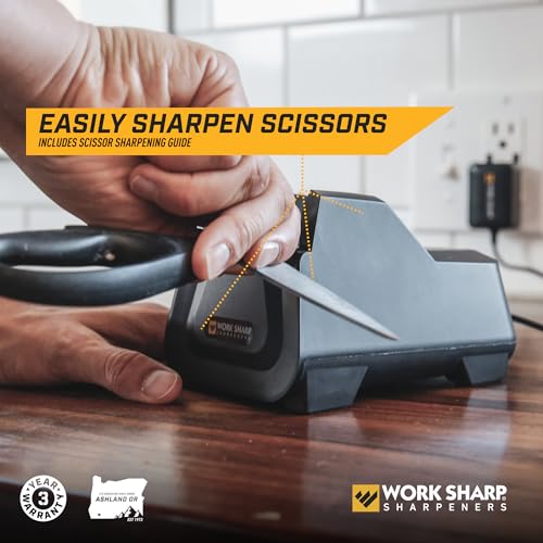 Image of Work Sharp Electric Kitchen Knife Sharpener - Get knives ready for cookouts and BBQ's- Fits in Kitchen Drawer, Sharpens every time, fast & easy