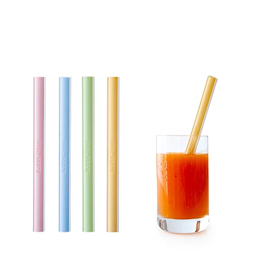 SLIDERSTRAW - Classico pastell/kurz - NEU Patentiert: Reinigung ohne Bürste! wiederverwendbare Strohhalme/Mehrweg Trinkhalme für Smoothies, Milchshakes, Cocktails, Geburtstag, Party (Farbmix) Cover