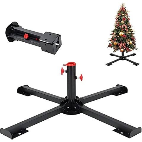 INFLATION Foldable Christmas Tree Stand, Heavy Duty Xmas Tree Stand Base für 6-8 FT künstliche Bäume - Schwarz Edelstahl Metall Weihnachtsbaum Halter für Home Party Dekoration Cover