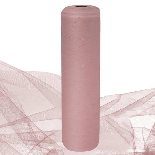Image of Dusty Rose Tulle Fabric Rolls 54 Inch by 10 Yards Fabric Tulle Bolt for Wedding Decorations DIY Tutu Baby Shower Table Skirt Birthday Party Craft Supplies