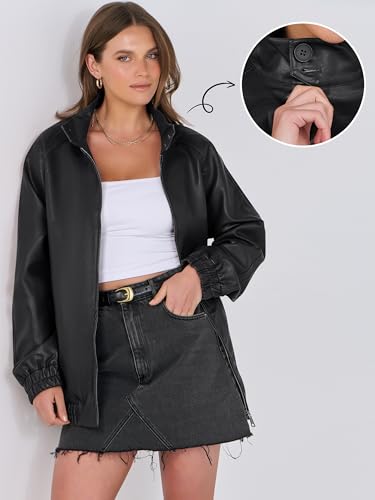 Caracilia Women's Oversized Leather Jacket Faux Suede Motorcycle Coat 2025 Fall Fashion Outfits Winter Clothes3