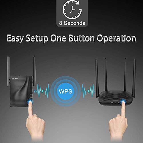 Product Image 1: rockspace 750Mbps WiFi Range Extender (RSD0607)-WiFi Extender Supports Dual-Band with Ethernet Port&WPS Button (Black)