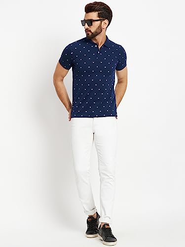 Image of Men's Cotton Half Sleeves Printed Polo T-shirt-POLO105