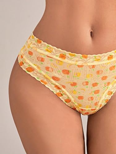 Sweatyrocks Women'S Cute Graphic Print Hipster Panties Mid Rise Comfy Underwear Briefs 5 Pack Multicolor Medium thumb #1