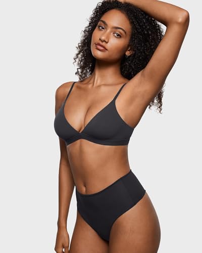 Image of INLYRIC Women's Inbarely Triangle Bralette Plunge Unlined Seamless Bra No Underwire Sexy Comfortable Everyday
