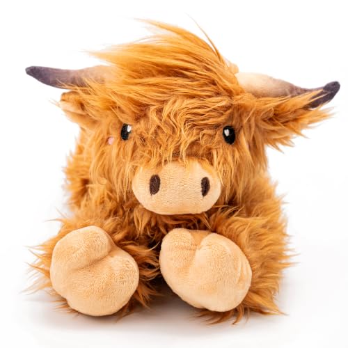 Image of Highland Cow Microwavable Stuffed Animal - 1.5 lb Unscented Heating Pad Plush, Soft Cozy Cute Cow Toy for Relaxation and Comfort, Gift for Women, Girls, Adults & Kids by Happy Fuel