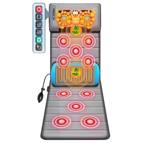 Ccarzzi Massage Mat with Heat Full Body Massage Mat with 12 Motors 9 Modes 3 Timing Gears Vibration Massager for Neck Back Shoulders Legs Relief Gifts for Women Men