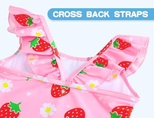 Image of Snowheart Girls Swimsuit One Piece Bathing Suit Kids Quick Dry Shoudler Ruffle Floral Swimwear for 3-12 Years Old