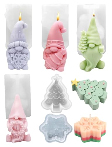 3D Wichtel Silikonform,Weihnachtsmann Kerze Silikonform,Weihnachten Zwerg Kerzenform,Formen Seifenform,für DIY Silikon Kerzen Gießform (Kranz)