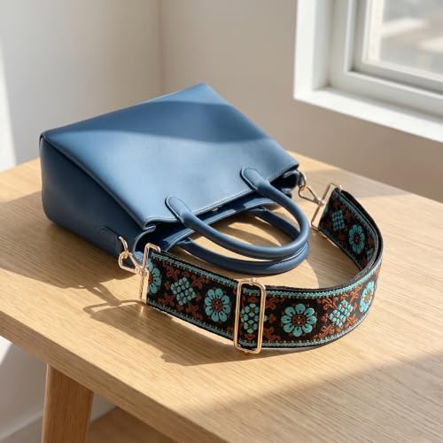 Image of Flower Purse Strap Replacement Embroidery Crossbody Shoulder Strap for Handbag Canvas Purse Extender Accessories