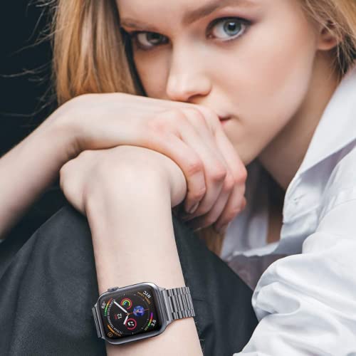 Image of Casecandy - Stainless Steel Metal Strap Band Compatible with Apple Watch Series 9 /8 /7 (45mm) | Series 6 /5 /4 /SE (44mm) | Ultra 49mm | Series 3 /2 /1 (42mm) - Apple Watch Metal Band (Silver)