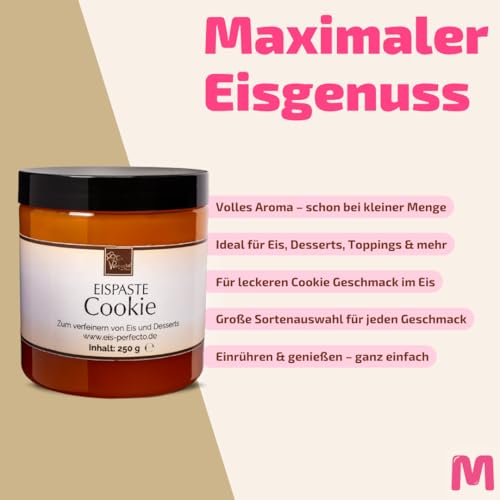 Cookie Eispaste Aroma Paste Eis Desserts Pralinen Zum Verfeinern von leckerem Eis Milchgetränken Kuchen Kekse Tortencremes Eiscremes uvm. Inhalt 250 g – Bild 4