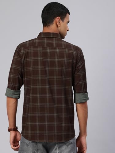 Image of Majestic Man Comfort Slim Fit Cotton Blend Checked Casual Shirt