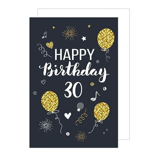 Edition Seidel Tarjeta de felicitación de 30 cumpleaños tamaño XXL con sobre, tamaño A4, tarjeta de felicitación de cumpleaños, tarjeta de felicitación, tarjeta de felicitación de cumpleaños para