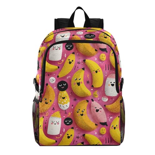 AIXIWAWA Lightweight Hiking Backpacks Cute Banana Print, Foldable Waterproof Daypack for Commute Travel