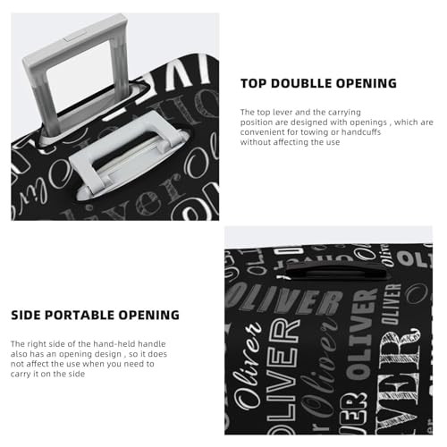 Black Custom Luggage Cover with Photo Text Name Personalized Elastic Suitcase Covers Double Sided Design Customized Washable Anti-Scratch Travel Baggage Cover Protector Fits 22-24 Inch Luggage4