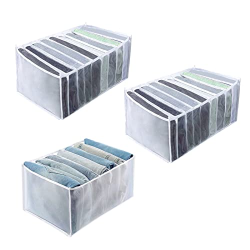 Auptiz Organizador para cajones, Organizador Ropa Interior Caja,Organizador de cajones de jeans 3 piezas,Plegable y lavable, 9 compartimentos,7 compartimentos, para jeans, camisetas Cover